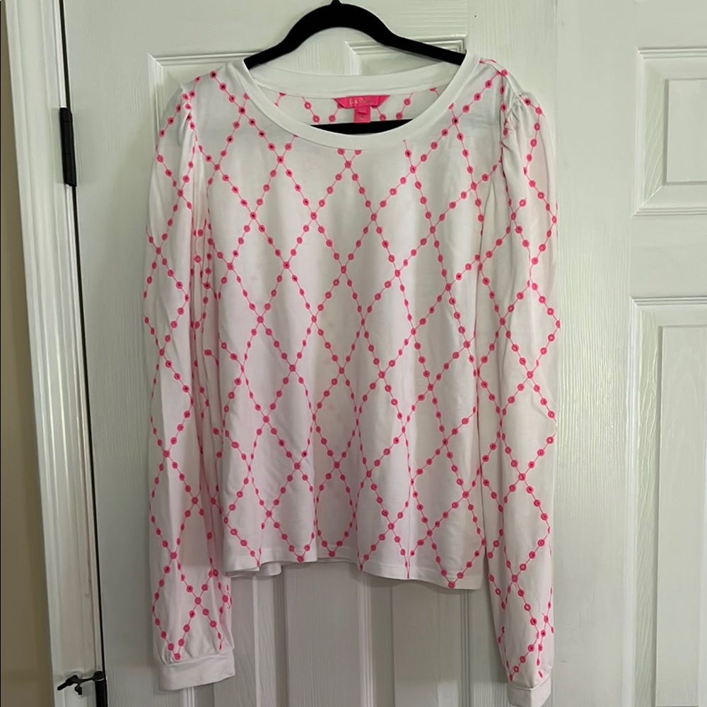 Lilly Pulitzer White and Pink Long Sleeve Top